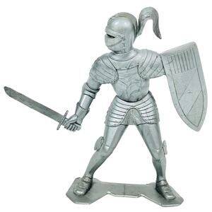 Vintage Louis Marx & Co. Medieval Knight 6” Silver Toy Soldier 1964